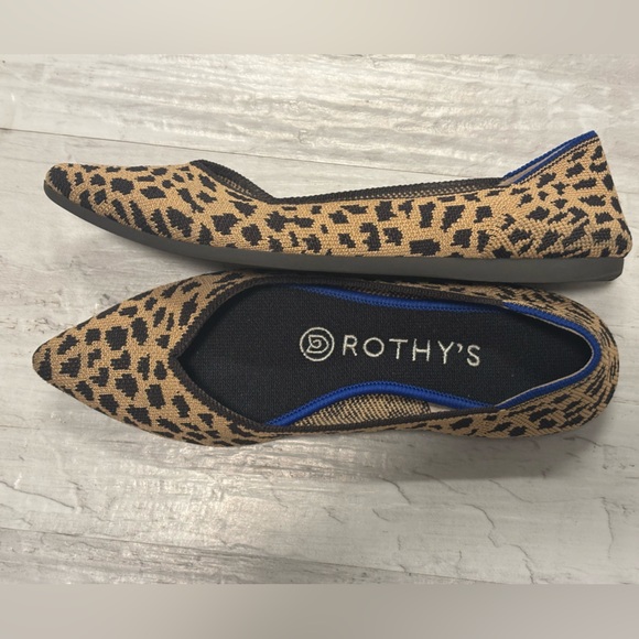 Rothy's The Point Ballet Flat Brown Leopard Print Knit Shoes Women’s Size 6 - Picture 8 of 14